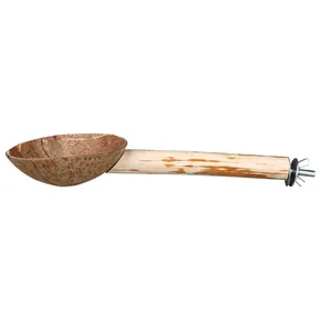 Drewniana grzęda z miską kokosową 25cm/18mm
